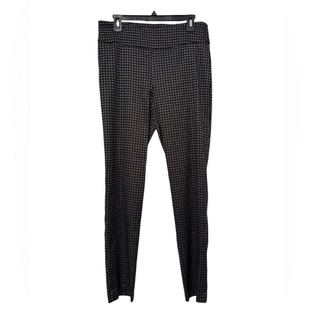 New Directions Stretch Slim Pull On Pants Leggings Black White Size 10